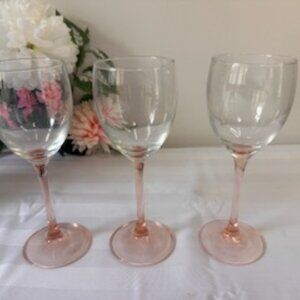 Vintage Luminarc France Pink Tulip Wine Glasses – Blush Stemware Elegant Mid-Cen